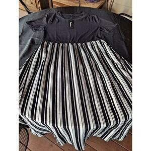 Zattcas Women's Size L Midi Tea Dress Lined Short Sleeves